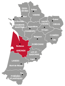Carte de la Gironde en Nouvelle-Aquitaine