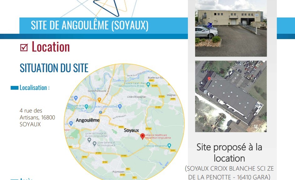 A louer - Entrepôt de 2 827 m² , 170 m² de bureaux et 110 m² de locaux sociaux  à Angoulême (16)