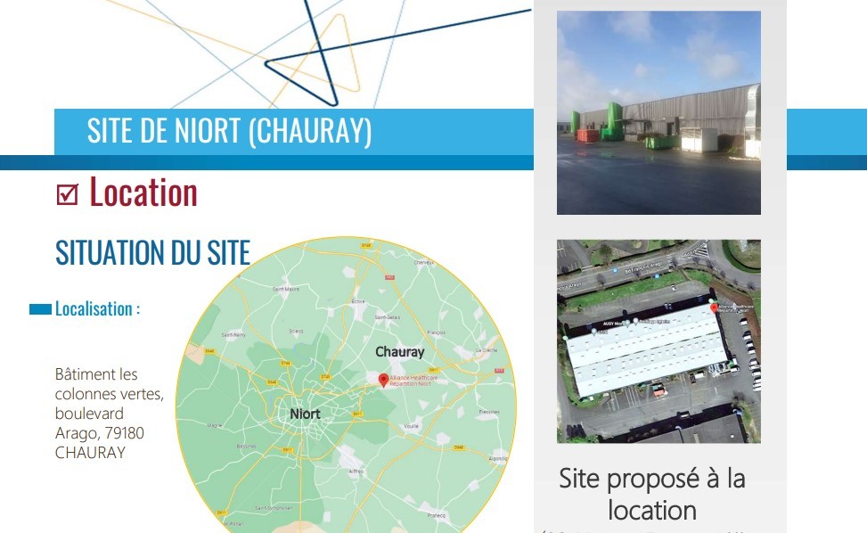A louer - Entrepôt de 2 763 m² dont 453 m² de bureaux  sur terrain de 4 443 m²  à côté de Niort (79)