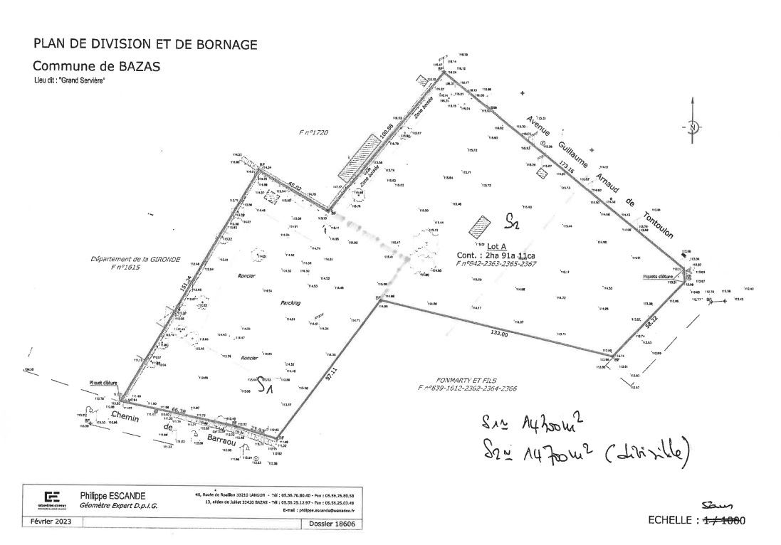A vendre terrain de 2,9 ha situé en zone industrielle à Bazas (33)
