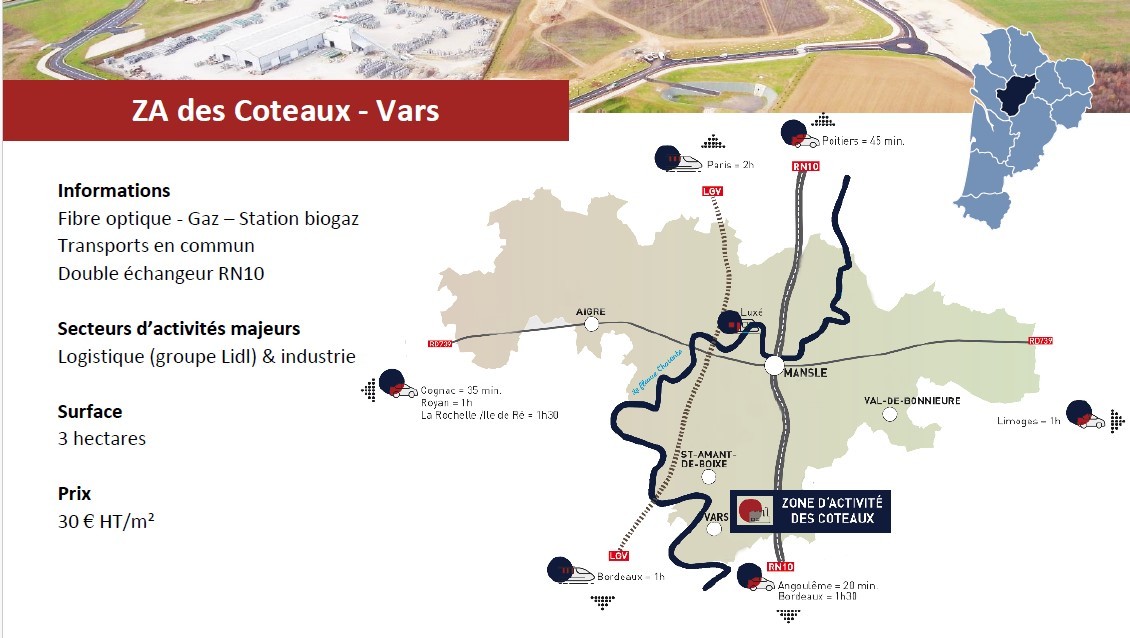 Terrain de 3ha en Zone d'activité à Vars proche Angoulême (16)