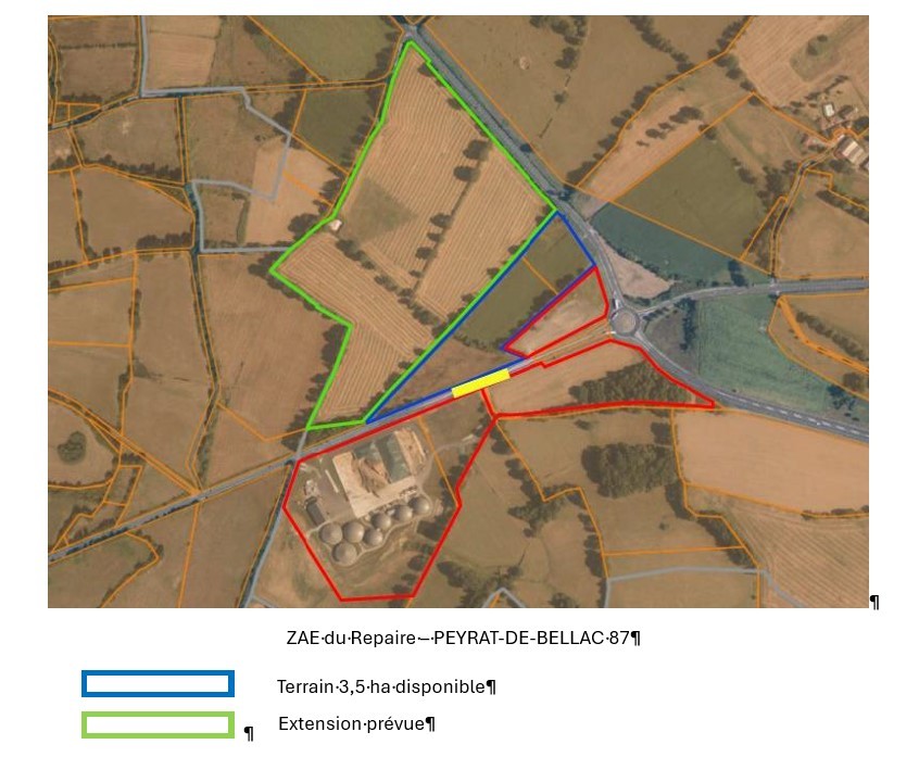 Terrain de 3,5 ha à vendre ZAE du Repaire à côté de Bellac (87)