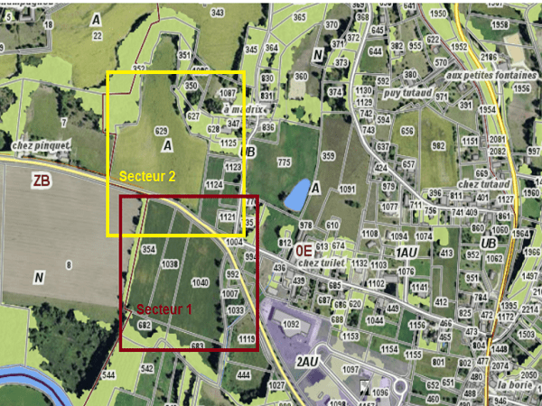 A vendre - 4,1 ha Zone Nord de La Borie Villetoureix