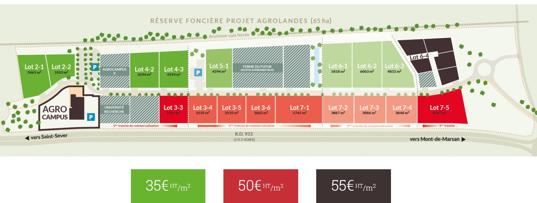 Terrains à vendre - Parc Agrolandes - proche Mont-de-Marsan (40)