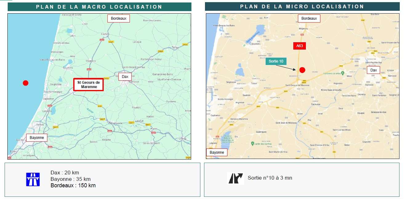 Entrepôts et bureaux de 6700 m² à vendre à St Geours de Maremne (40)