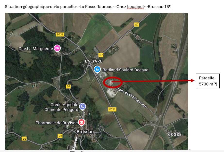 Terrain 5700 m² à vendre à Brossac (16)